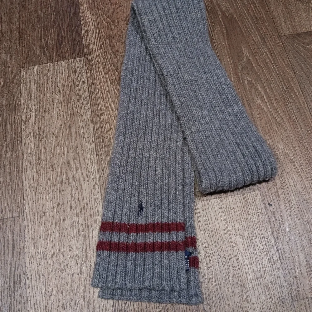 Vintage Polo by Ralph Lauren Gray and Red Men's Scarf